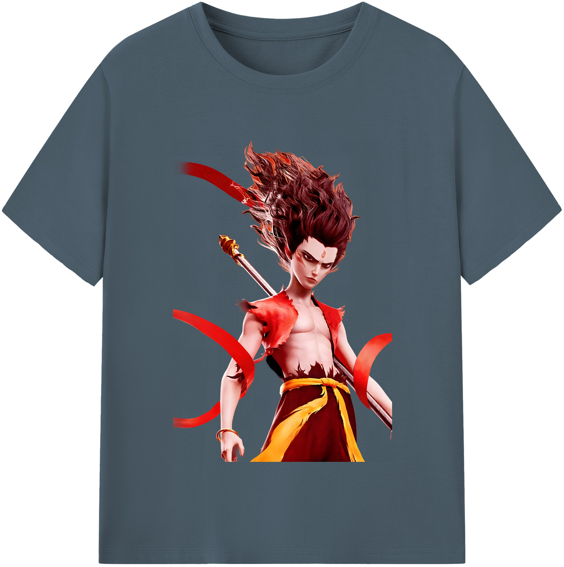 （画像用） Ne Zha 2 ナタ 魔童の大暴れ 綿100％半袖Tシャツ（フロントプリント）